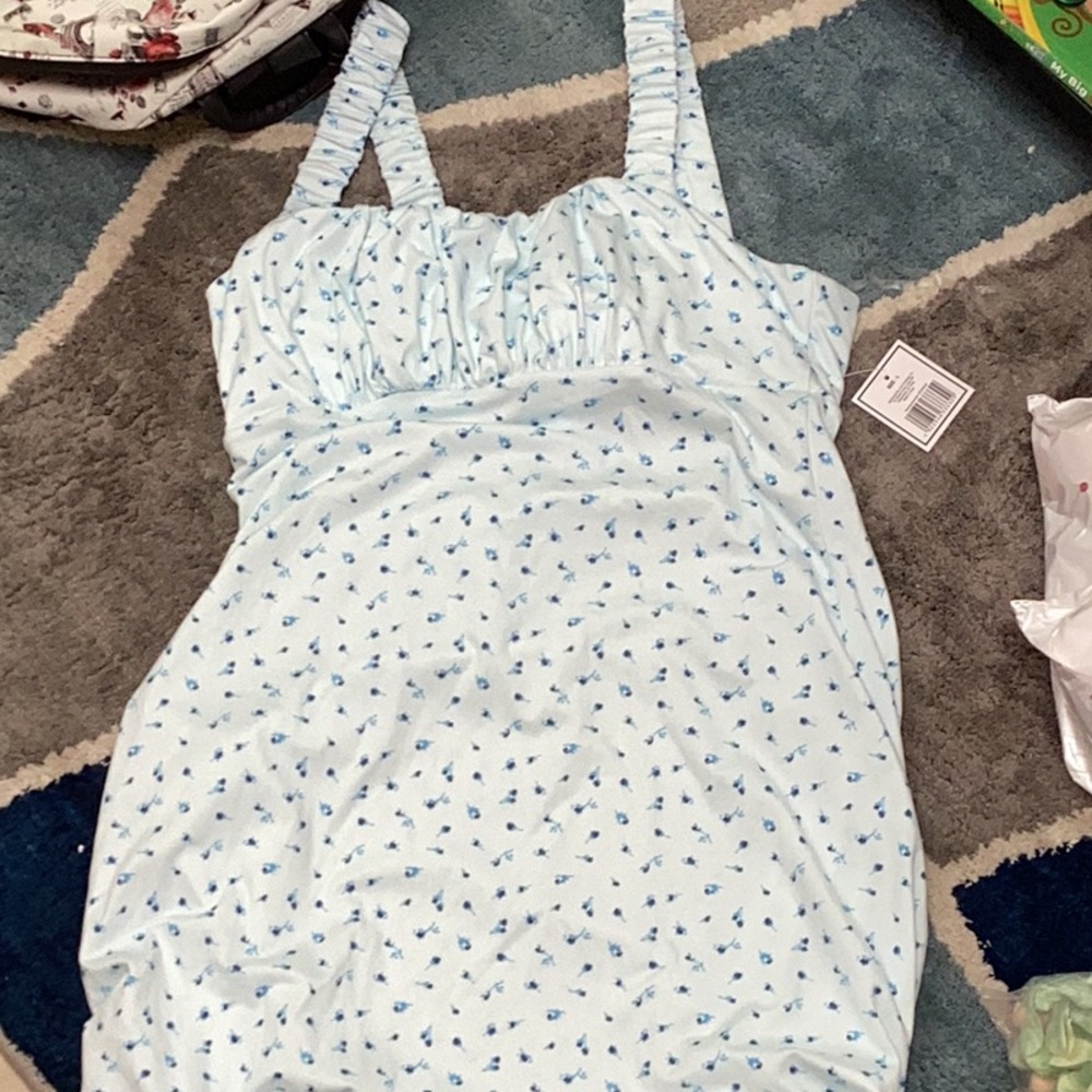 Light Blue Floral Print Dress